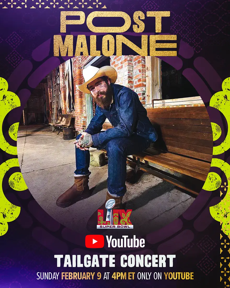 Post Malone to Headline Super Bowl LIX YouTube Tailgate Concert